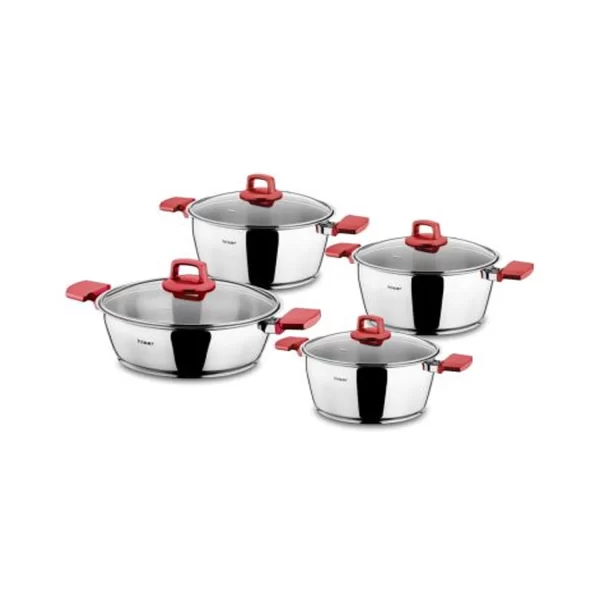 Hisar Neptune 8 Pcs Cookware Set Red