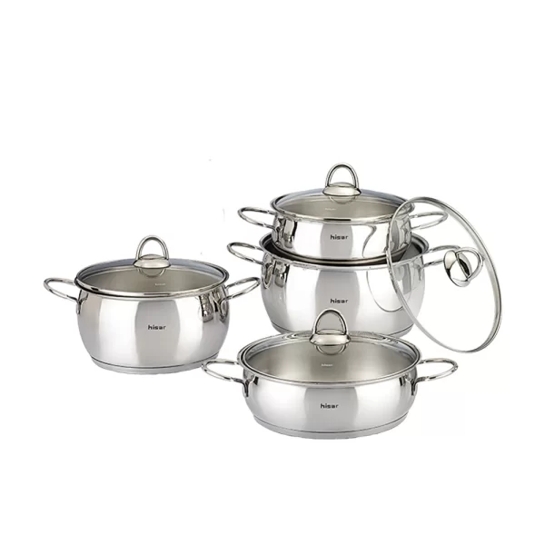 Hisar Mercury Crystal 8 Piece Cookware Set