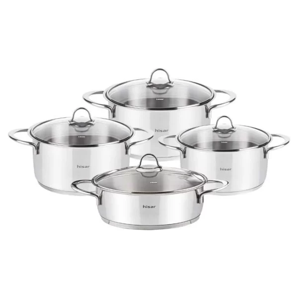 Hisar LARA 8 Pcs Stainless steel Cookware Set